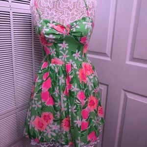 Lilly Pulitzer Green and Pink MaCauley Dress Size 6